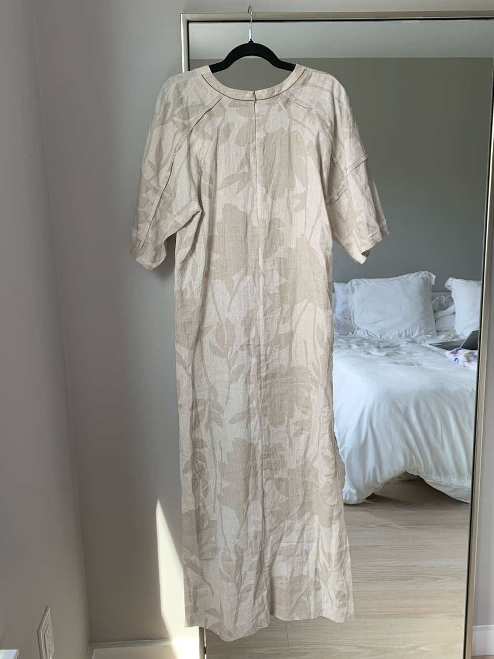 Brunello Cucinelli Beige Flower Print 100% Linen Maxi Dress Caftan NWT Size Smal - Picture 5 of 14